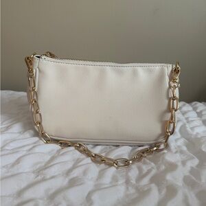 Forever 21 Cream Shoulder Bag with Gold Chain